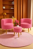 WoodyMaison Janna – Üçlü Set, İki Berjer ve Bir Puf,(Salon, Balkon, Ofis) Konforlu Oturma Takımı - 4