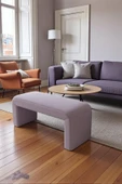 WoodyMaison LIORAE Dekoratif Teddy Kumaş Bench – Modern Dikdörtgen Yatak Ucu Pufu - 3