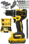 JetVolt 21V 2.0Ah Kömürsüz Motor Çelik Mandren Darbeli Şarjlı Matkap Akülü Vidalama - Sarı - 1