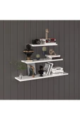 Modern Organizer Düzenleyici Dekoratif Kitaplık Banyo Mutfak 3'lü Duvarrafı  Beyaz 1 thumbnail 1