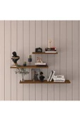 Modern Organizer Düzenleyici Dekoratif Kitaplık Banyo Mutfak 3'lü Duvarrafı  Ceviz thumbnail 1