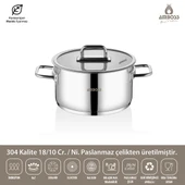 Amboss Nova Paslanmaz Çelik Cam Kapaklı Derin Tencere 24X13 cm thumbnail 1
