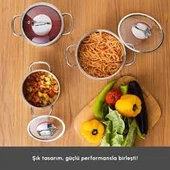 Karaca Emirgan İndüksiyon Tabanlı 6 Parça Çelik Midi Set thumbnail 3