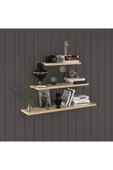 Modern Organizer Düzenleyici Dekoratif Kitaplık Banyo Mutfak 3'lü Duvarrafı  Meşe 1 thumbnail 2