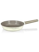 Oms 3 Parça  Indüksiyonlu Ocak Uyumlu, Döküm, Seramik, ( 20 - 24 - 28 cm ) Tava Seti Krem Rengi - 1