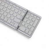 Viges PC-Tablet-Telefon Uyumlu Katlanabilir Şarjlı Bluetooth Klavye Gümüş Renk - 9