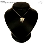 Burca Özel Diş ve Fiyonk Motifli Altın Renkli Zincirli 14 Ayar Altın Plakalı Hediyelik Kolye-450 thumbnail 1