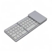 Viges PC-Tablet-Telefon Uyumlu Katlanabilir Şarjlı Bluetooth Klavye Gümüş Renk - 4