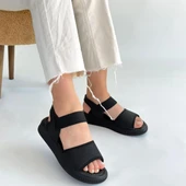 Pabucmarketi Siyah Hasır Kadın Düz Sandalet thumbnail 4