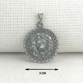 925 Ayar Gümüş Aslan Kabartmalı Kolye Ucu thumbnail 3