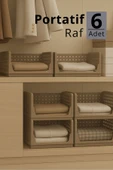 Mithra Life 6 lı Kayar Raf Organizer – Bej Rengi Dolap İçi Kıyafet, Aksesuar Düzenleyici MIT1260 thumbnail 3