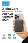 Deri Kartlıklı Manyetik Telefon Standı Güçlü Mıknatıs, 2 Kart Kapasiteli, İnce ve Dayanıklı - 1