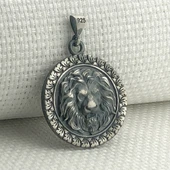 925 Ayar Gümüş Aslan Kabartmalı Kolye Ucu thumbnail 2