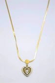 LitaeTrend Baget Taşlı  Kalp Kolye - Altın thumbnail 1