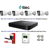 Ttec 2mp Mikrofonlu 4 Kameralı 500GB Disk Tak Çalıştır Hazır Ip Kamera Seti thumbnail 1