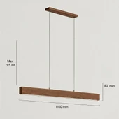 Ferwood Ahşap Meşe Lineer Sarkıt Aydınlatma - Yemek Masası / Ofis Lambası - 3