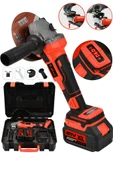 JetVolt Profesyonel 21V 2.0Ah Çift Akülü 10 Pilli Kömürsüz Şarjlı 125mm Avuç Taşlama - Kırmızı - 1