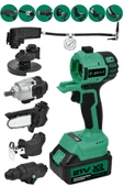 JetVolt 7 Başlıklı Set Taşlama Somun Sıkma Tilki Kuyruğu Dal Budama Akülü Vidalama Hava Pompası Hilti - Yeşil - 1