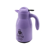 1LT İÇİ CAM LİLA - KAHVE YAZILI PENGUEN PLASTİK TERMOS (5250) - 1