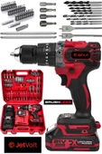 JetVolt 21V Çelik Mandren Kömürsüz Motor Darbeli Şarjlı Matkap - Kırmızı - 1