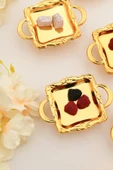Mucit Home Mini Kulplu Kare Model Ayaklı lokumluk 6'lı Takım Gold thumbnail 8
