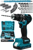 JetVolt 21V 2.0Ah Kömürsüz Motor Çelik Mandren Darbeli Şarjlı Matkap - Mavi - 1