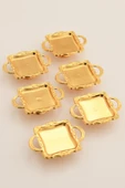 Mucit Home Mini Kulplu Kare Model Ayaklı lokumluk 6'lı Takım Gold thumbnail 7