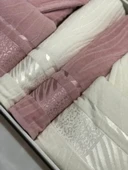 Durul Kadife Jakarlı Pamuklu 8 Parça Aile Bornoz Seti thumbnail 2