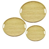 YUVARLAK - 3 BOY BAMBU AHŞAP TEPSİ SETİ 30--35--38CM (5250) - 1