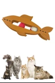Kediler İçin Ahşap 2 Toplu Eğimli Sevimli Balık Şeklinde Eğitim Amaçlı Oyuncak (5250) - 5