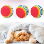 3lü Gökkuşağı Sünger Kedi Köpek Çiğneme Oyun Topu 4,2 cm (5250) - 5