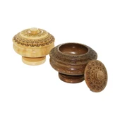 AYAKLI DESENLİ - CNC İŞLEMELİ AHŞAP ŞEKERLİK KAPAKLI FİLELİ AMBALAJ (5250) - 1