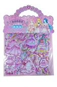Sticker Kabartmalı Çantalı iki Sayfalı Sticker Seti (HQK012) - 21x17 cm- Fuşya Kız Giydirme - 2