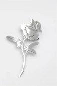 LitaeTrend Çelik Gül Broş - Gümüş thumbnail 2