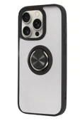 iPhone 16 Pro Kılıf Montreal Yüzüklü Silikon Kapak - Siyah thumbnail 2