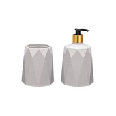 Omnipazar ELF-577 Geo 2'li Diş Fırçalık ve Sıvı Sabunluk Lavabo Takımı - 1