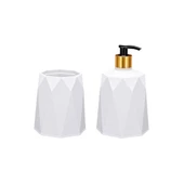 Omnipazar ELF-577 Geo 2'li Diş Fırçalık ve Sıvı Sabunluk Lavabo Takımı - 3
