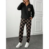 Lucky Life Kadın Uzun Kollu Iki Iplik Kumaş Fermuar Ve Cep Detay Kapüşonlu Ikili Takım - 8