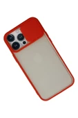 iPhone 13 Pro Max Kılıf Palm Buzlu Kamera Sürgülü Silikon - Kırmızı thumbnail 3