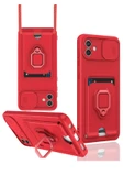 Samsung Galaxy A05 Kılıf Zuma Kartvizitli Yüzüklü Silikon - Kırmızı thumbnail 1