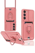 Samsung Galaxy S23 Plus Kılıf Zuma Kartvizitli Yüzüklü Silikon - Pembe thumbnail 1