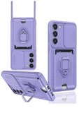 Samsung Galaxy S23 Plus Kılıf Zuma Kartvizitli Yüzüklü Silikon - Lila thumbnail 1
