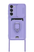 Samsung Galaxy S23 Plus Kılıf Zuma Kartvizitli Yüzüklü Silikon - Lila thumbnail 2