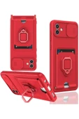 Samsung Galaxy A06 Kılıf Zuma Kartvizitli Yüzüklü Silikon - Kırmızı thumbnail 1