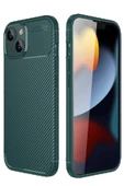 iPhone 14 Kılıf Auto Focus Karbon Kapak - Koyu Yeşil thumbnail 2
