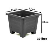 Omnipazar  SY-5848 Dekoratif Plastik Kare Ayaklı Saksı 30 lt Antrasit 6 Adet - 2