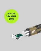 USB Type-C Girişli Şarjlı AA Lityum Pil | 1.5V Sabit Çıkış | 3200mWh (2'li Paket) - 3