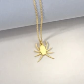 14 Ayar Altın Mikron Kaplama Örümcek Gümüş Kolye - CN00467 thumbnail 3