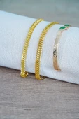 Kombin Bileklik Gold Kılçık Tırtıl ve Düz Cırt Model 3 Adet Birden thumbnail 2