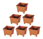 Omnipazar SY-5848 Dekoratif Plastik Kare Ayaklı Saksı 30 lt Kiremit 6 Adet - 1